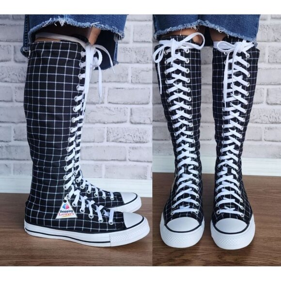 ⭐Converse Chuck Taylor All Star XXHi Plaid 6.5 Mens Boots Sneaker Black A13019C⭐ - Picture 1 of 11